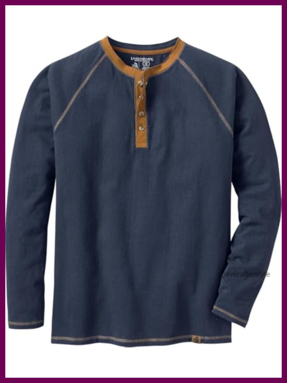 Long Sleeve Cotton Henley Shirt Casual Fit Raglan Sleeves